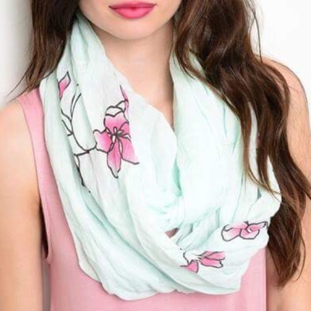 Mint floral scarf